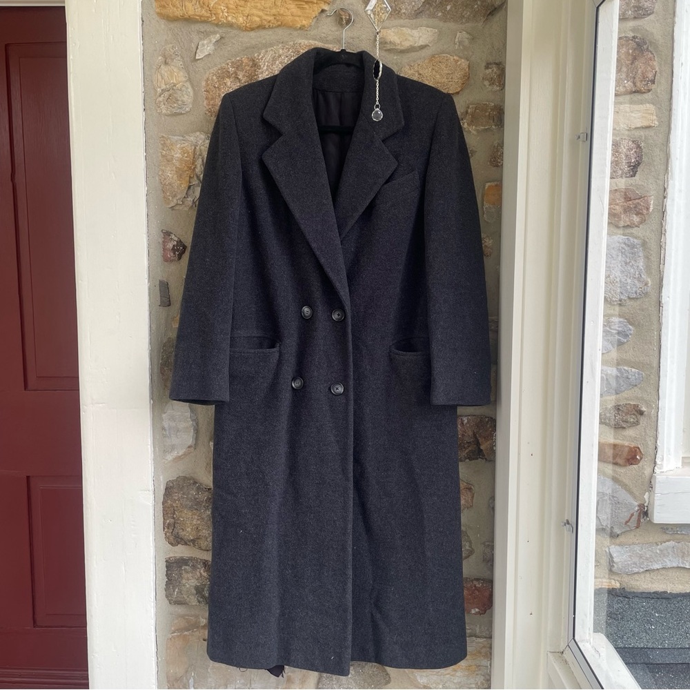 Vintage Union Made Regency Cashmere Baltmans NY Double-Breasted Dark Gray Coat 4 - Picture 5 of 15